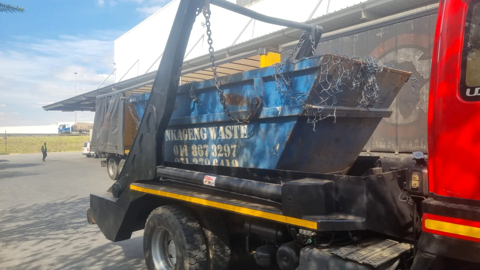 Nkageng Waste skip loaded on truck in Gauteng